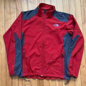 The North Face Apex Softshell Red Gray Full Zip Jacket Mens XL Windbreaker